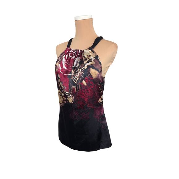 Tahari Floral Halter Neck Top - Black and Red *see size info - Picture 2 of 4